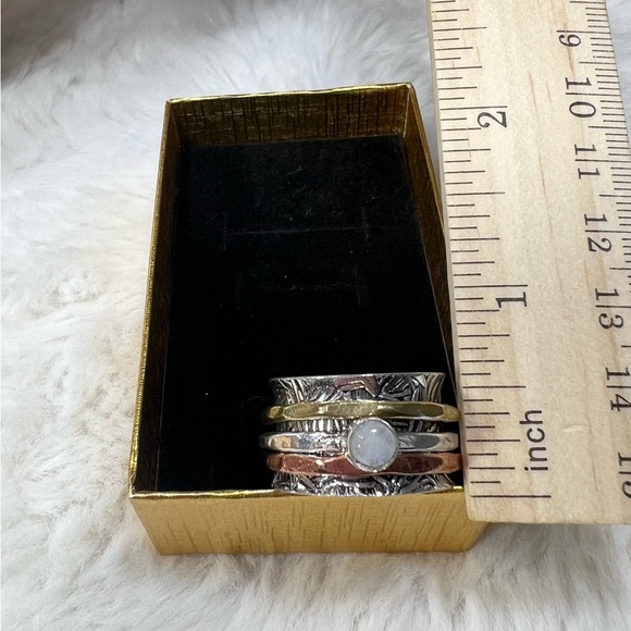 SPINNER! Vintage 925 Moonstone Gemstone Spinner Ring size 9.5 - Picture 3 of 9